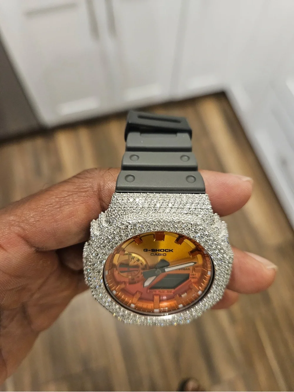 G-Shock Orange Dial Digital-Analog Watch with Bustdown Bezel